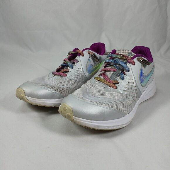 Nike Star Runner 4.5Y Women’s 6 Running Shoes Gray Iridescent Multicolor Laces - Picture 1 of 10